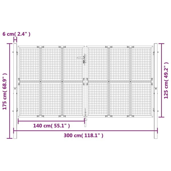 vidaXL Hageport antrasitt 300x125 cm stål