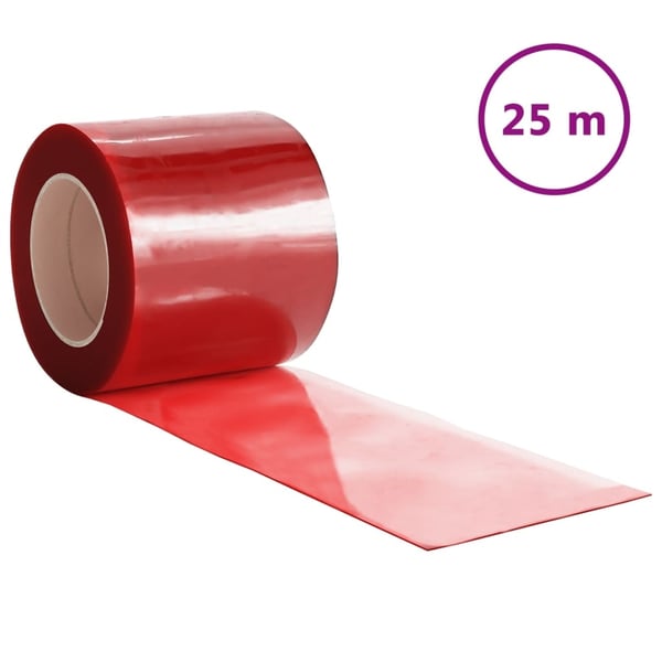 vidaXL bændelgardin 200 mm x 1,6 mm 25 m PVC rød