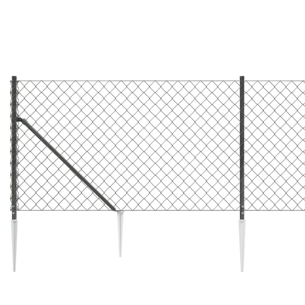 vidaXL Nettinggjerde med stolpespyd 1,1x25 m antrasitt