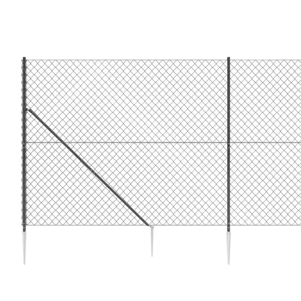 vidaXL Nettinggjerde med stolpespyd 2x25 m antrasitt