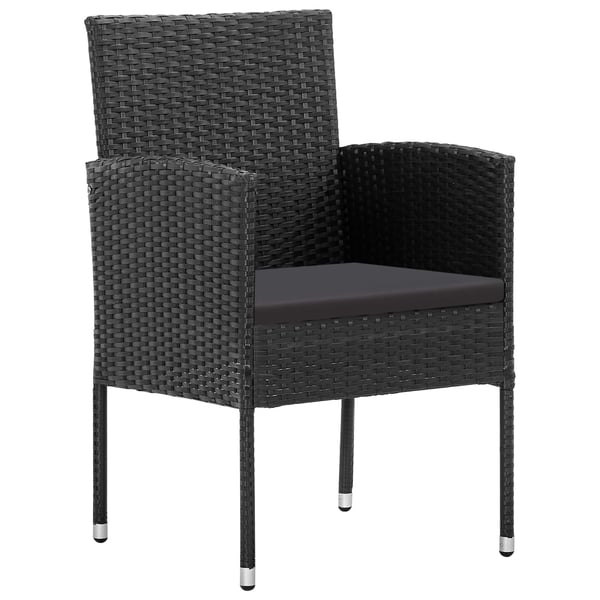 vidaXL spisebordssæt til haven 5 dele polyrattan og stål sort