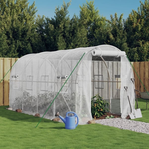 vidaXL drivhus med stålstel 8 m² 4x2x2 m hvid