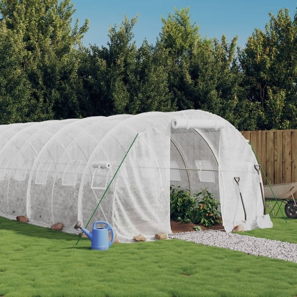 vidaXL drivhus med stålstel 72 m² 24x3x2 m hvid