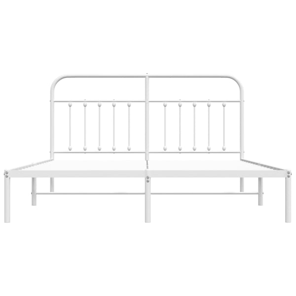 vidaXL Sengeramme i metall med sengegavl hvit 160x200 cm