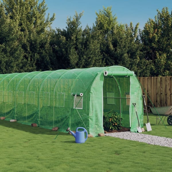 vidaXL drivhus med stålstel 44 m² 22x2x2 m grøn