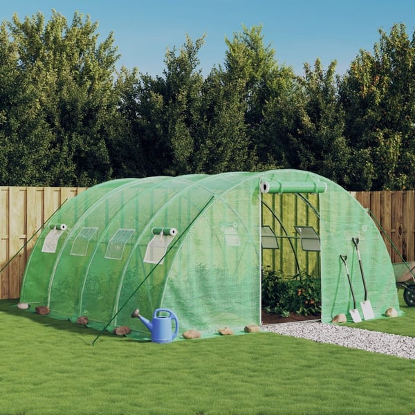 vidaXL drivhus med stålstel 16 m² 4x4x2 m grøn