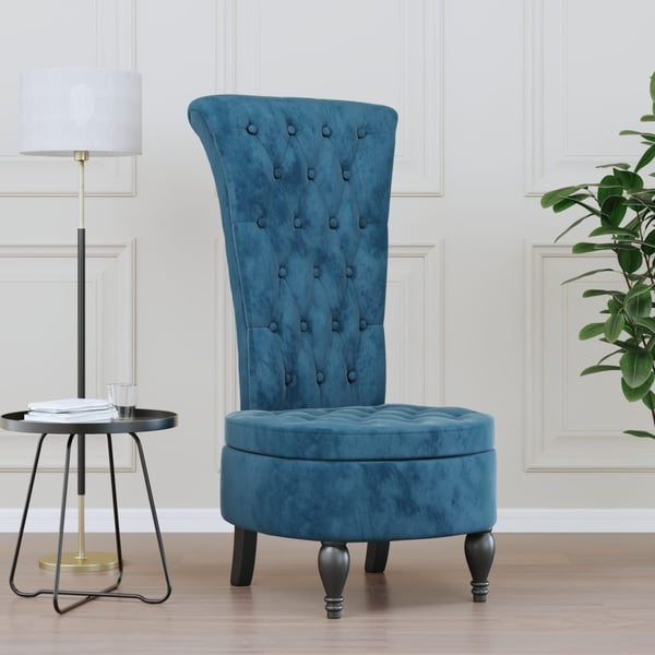 vidaXL stol med høj ryg knapdesign velour blå