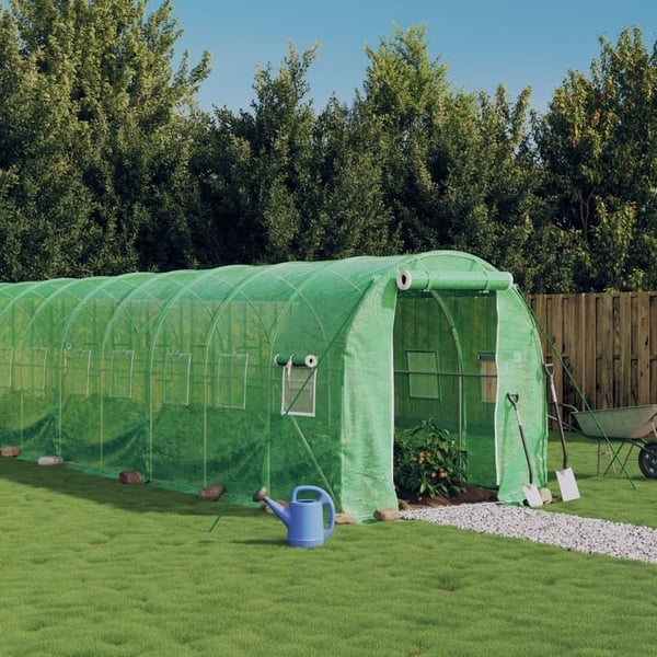 vidaXL drivhus med stålstel 48 m² 24x2x2 m grøn