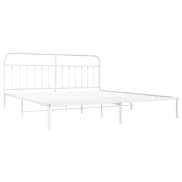 vidaXL Sengeramme i metall med sengegavl hvit 200x200 cm