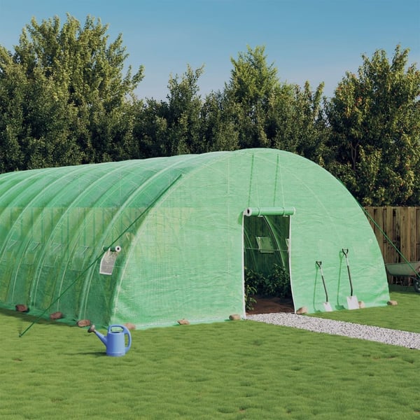 vidaXL drivhus med stålstel 144 m² 24x6x2,85 m grøn