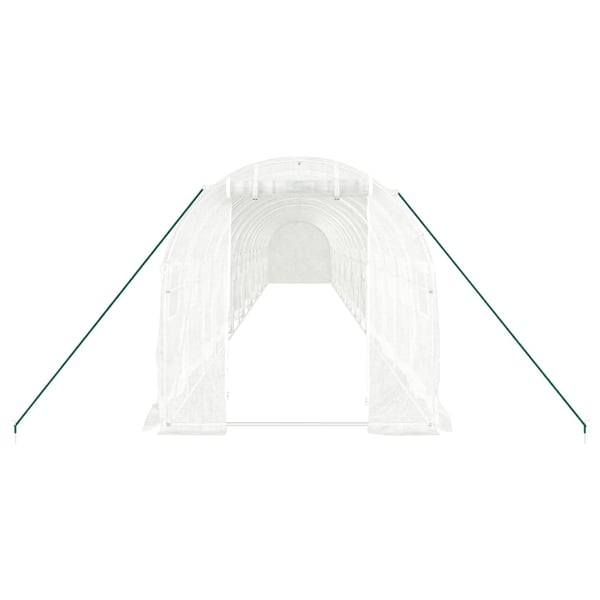vidaXL Växthus med stålram vit 32 m² 16x2x2 m