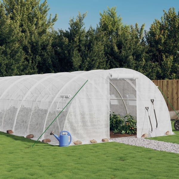 vidaXL drivhus med stålstel 64 m² 16x4x2 m hvid