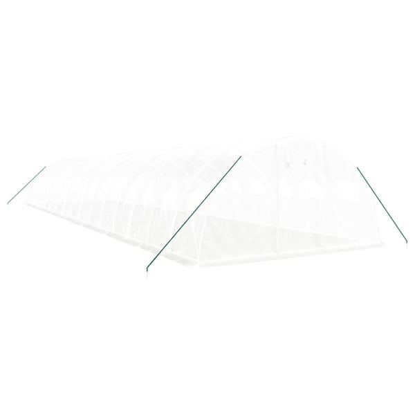 vidaXL drivhus med stålstel 64 m² 16x4x2 m hvid