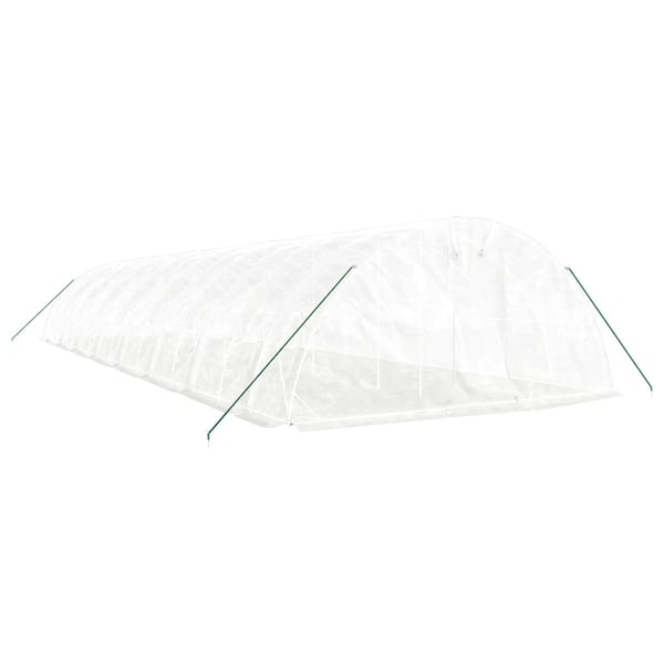 vidaXL Kasvihuone teräsrungolla valkoinen 80 m² 16x5x2,3 m