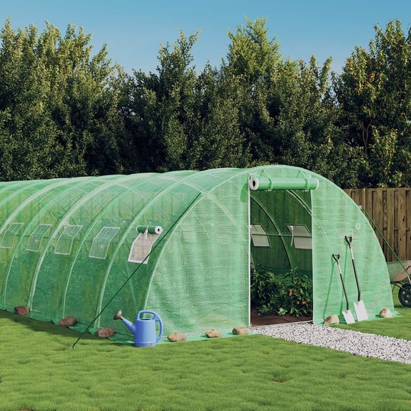 vidaXL drivhus med stålstel 72 m² 18x4x2 m grøn