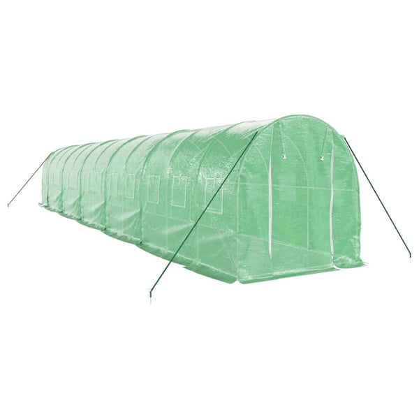 vidaXL Kasvihuone teräsrungolla vihreä 24 m² 12x2x2 m
