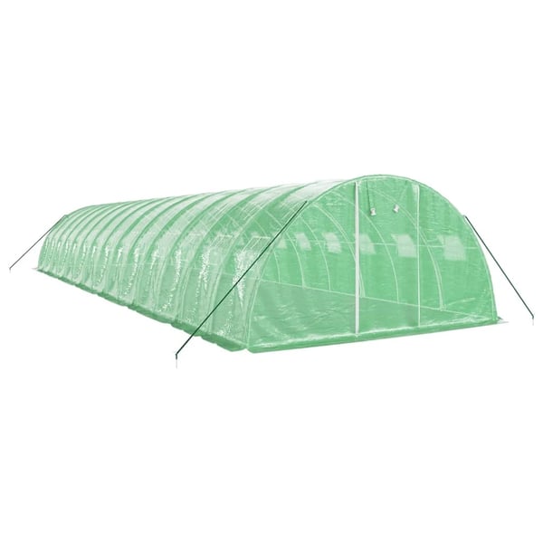 vidaXL drivhus med stålstel 56 m² 14x4x2 m grøn
