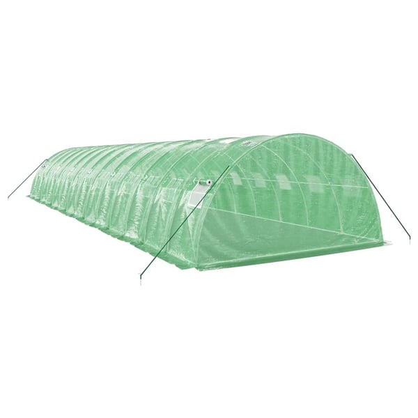 vidaXL drivhus med stålstel 56 m² 14x4x2 m grøn