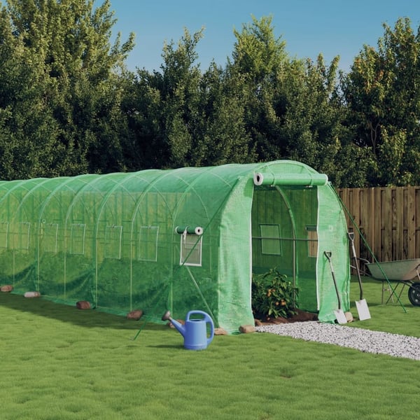 vidaXL drivhus med stålstel 40 m² 20x2x2 m grøn