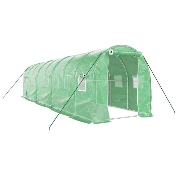 vidaXL drivhus med stålstel 16 m² 8x2x2 m grøn