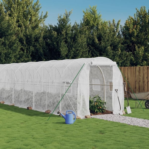 vidaXL drivhus med stålstel 20 m² 10x2x2 m hvid