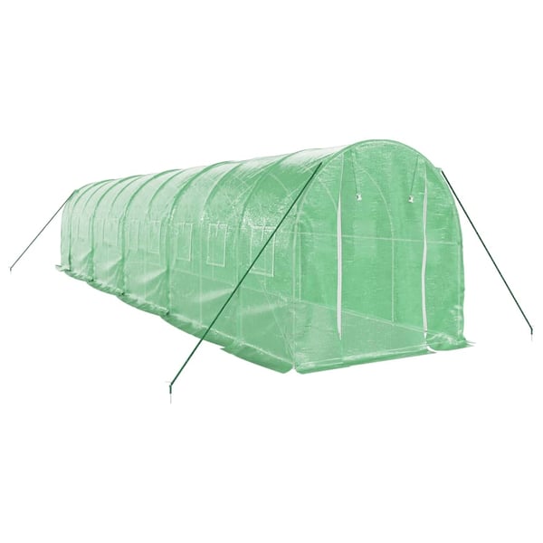 vidaXL drivhus med stålstel 20 m² 10x2x2 m grøn