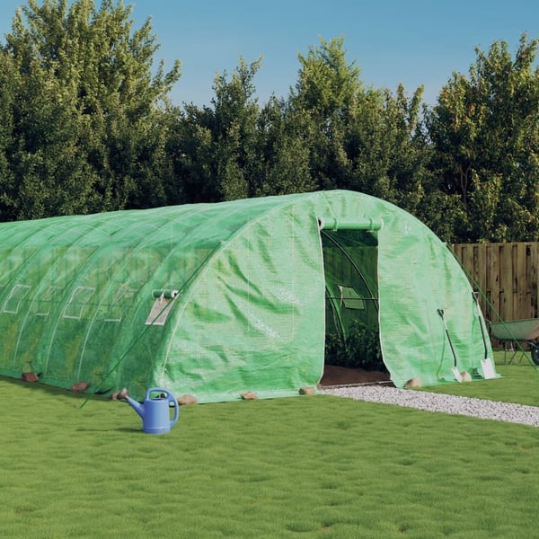 vidaXL drivhus med stålstel 80 m² 16x5x2,3 m grøn