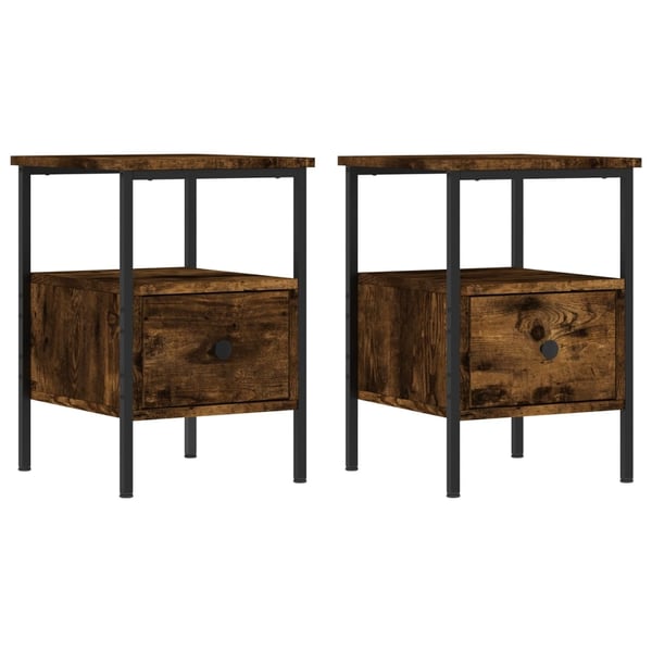 vidaXL Nattbord 2 stk røkt eik 34x36x50 cm konstruert tre
