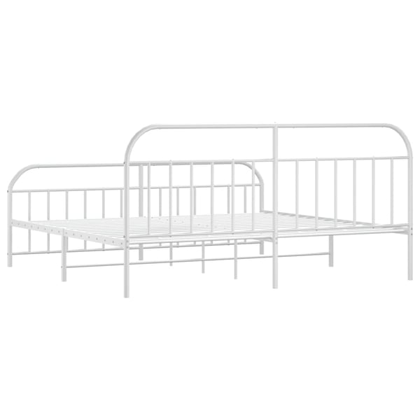 vidaXL Sengeramme i metall med hode- og fotgavl hvit 200x200 cm
