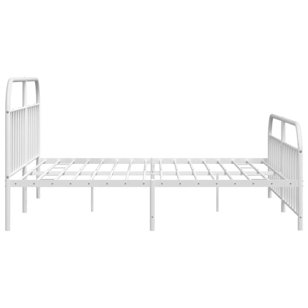 vidaXL Sengeramme i metall med hode- og fotgavl hvit 200x200 cm