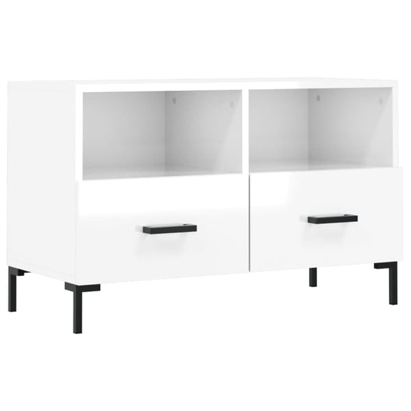 vidaXL TV-benk høyglans hvit 80x36x50 cm konstruert tre