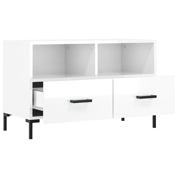 vidaXL TV-benk høyglans hvit 80x36x50 cm konstruert tre