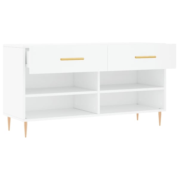 vidaXL Skobenk hvit 102x35x55 cm konstruert tre