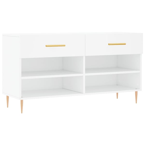 vidaXL Skobenk hvit 102x35x55 cm konstruert tre