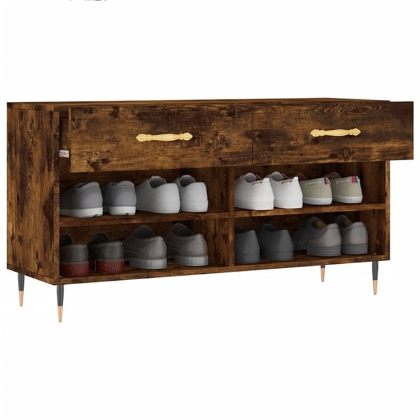 vidaXL Skobenk røkt eik 102x35x55 cm konstruert tre
