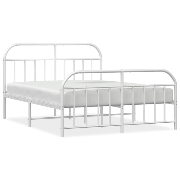 vidaXL Sengeramme i metall med hode- og fotgavl hvit 140x200 cm