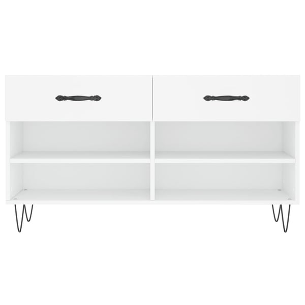 vidaXL Skobenk hvit 102x35x55 cm konstruert tre
