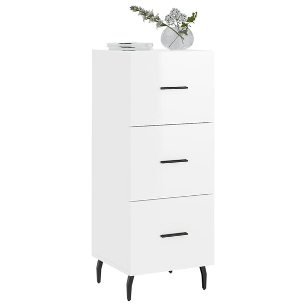 vidaXL Skjenk høyglans hvit 34,5x34x90 cm konstruert tre