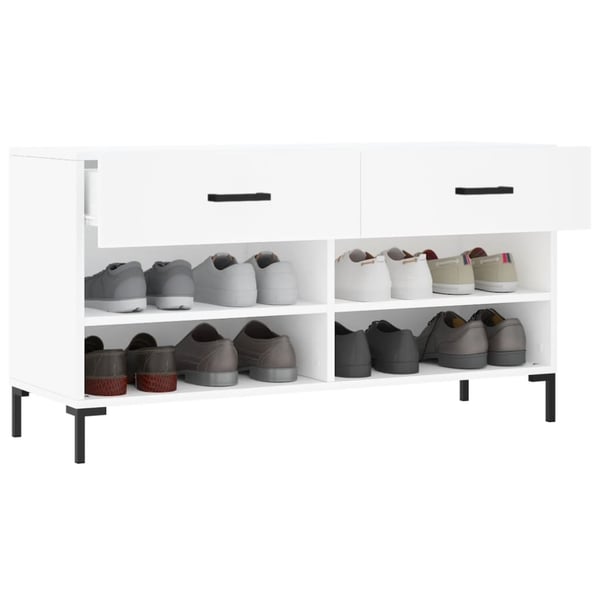 vidaXL Skobenk hvit 102x35x55 cm konstruert tre