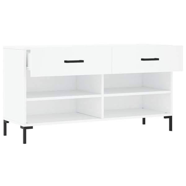 vidaXL Skobenk hvit 102x35x55 cm konstruert tre
