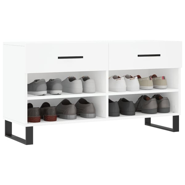 vidaXL Skobenk hvit 102x35x55 cm konstruert tre