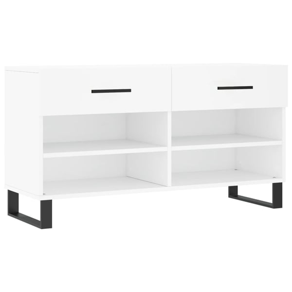vidaXL Skobenk hvit 102x35x55 cm konstruert tre