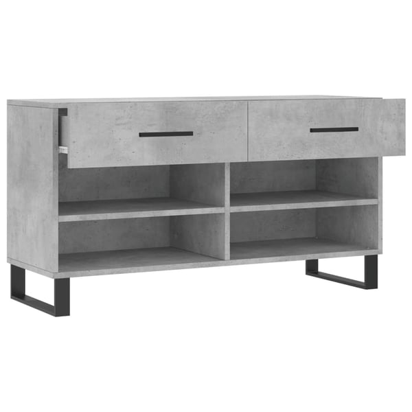 vidaXL Skobenk betonggrå 102x35x55 cm konstruert tre