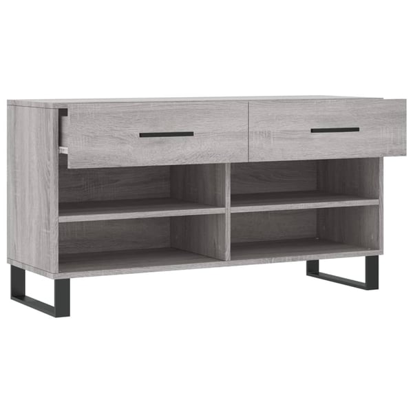 vidaXL Skoskap grå sonoma 102x35x55 cm konstruert tre