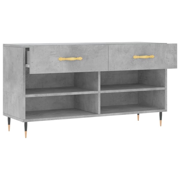 vidaXL Skobenk betonggrå 102x35x55 cm konstruert tre