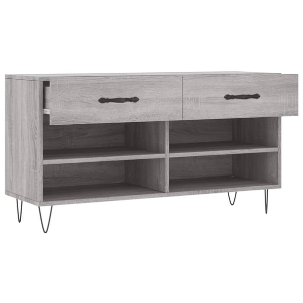 vidaXL Skoskap grå sonoma 102x35x55 cm konstruert tre