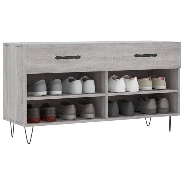 vidaXL Skoskap grå sonoma 102x35x55 cm konstruert tre