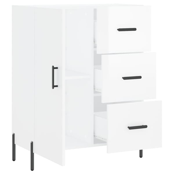vidaXL Skjenk høyglans hvit 69,5x34x90 cm konstruert tre