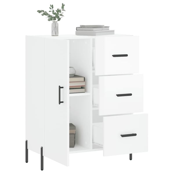 vidaXL Skjenk høyglans hvit 69,5x34x90 cm konstruert tre