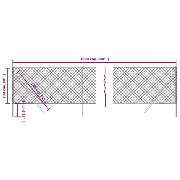 vidaXL trådhegn 1x10 m antracitgrå